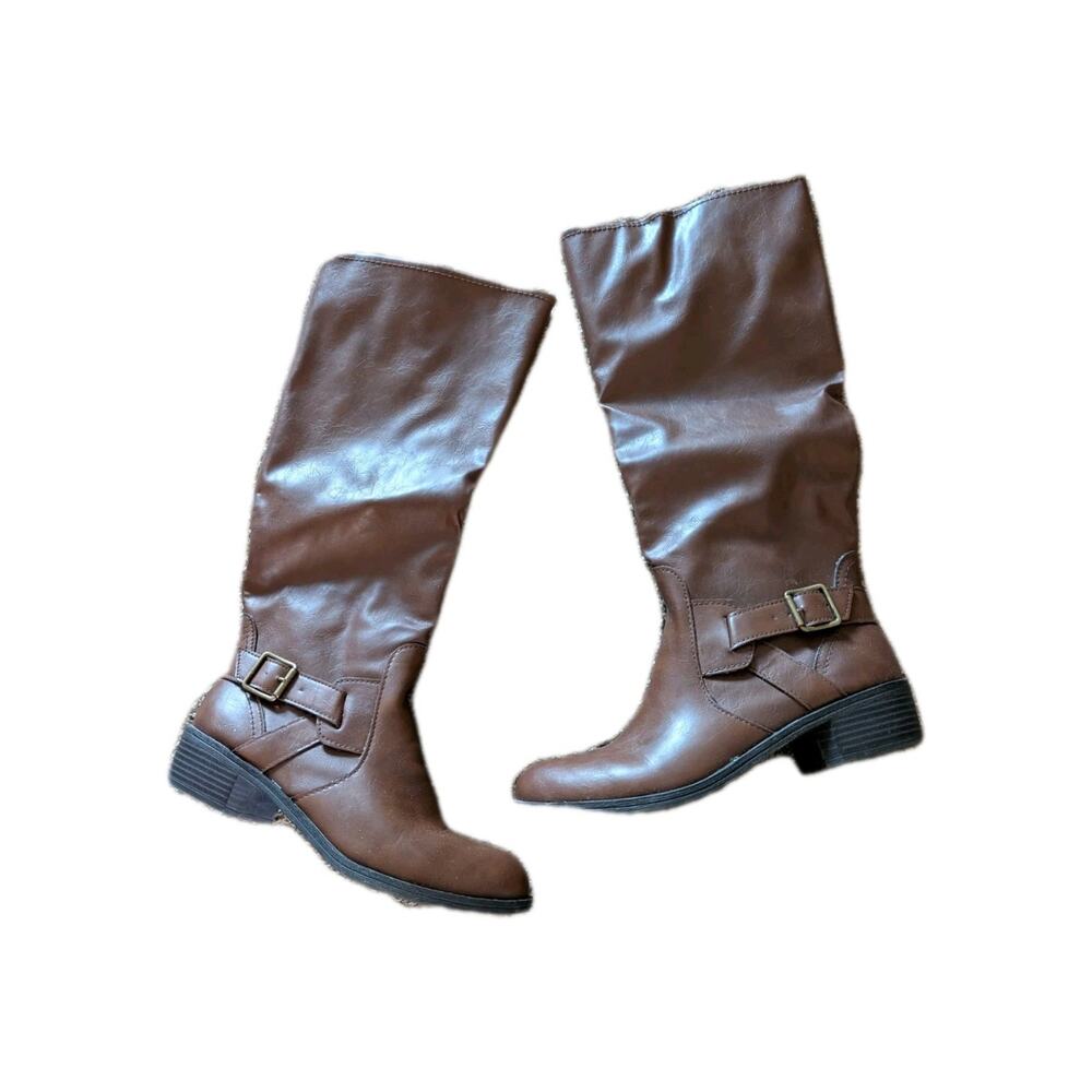 Arizona Jean Co AZ Dylan Riding Boots Cognac Brown Knee High Zip Women’s 10M